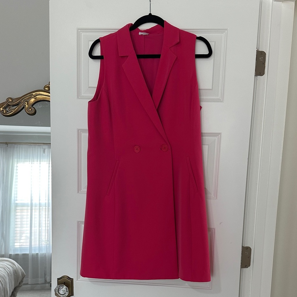 ecru Vibrant Hot Pink Sleeveless Blazer Dress Size 10